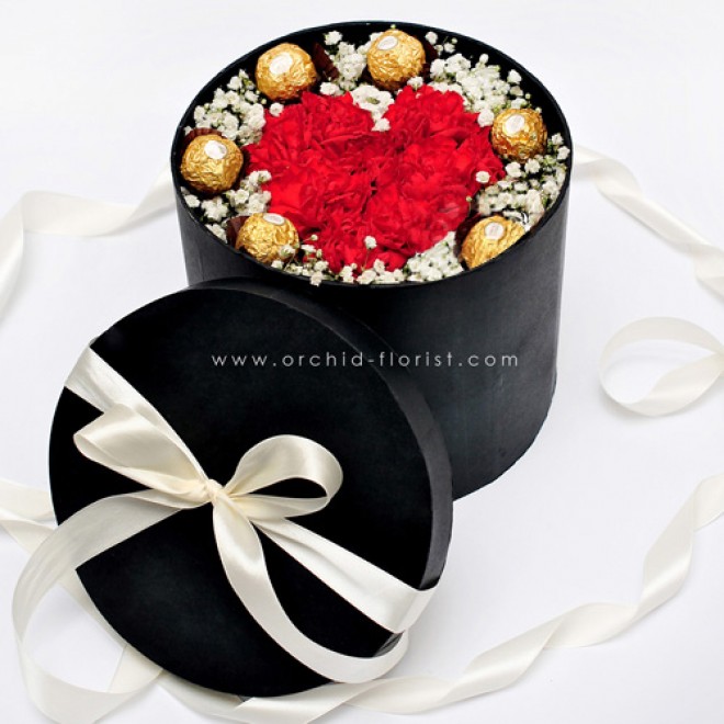 Jual Bunga Buket dengan Coklat Ferrero Rocher tema Heartfelt